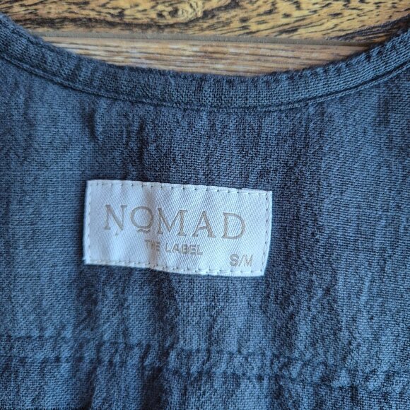 NWT Nomad The Label Bloom Kimono Sleeve Shrug Open Front Black Raw Cotton - Picture 11 of 16